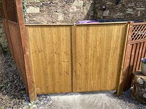 Pair of double tongue and groove timber garden gates